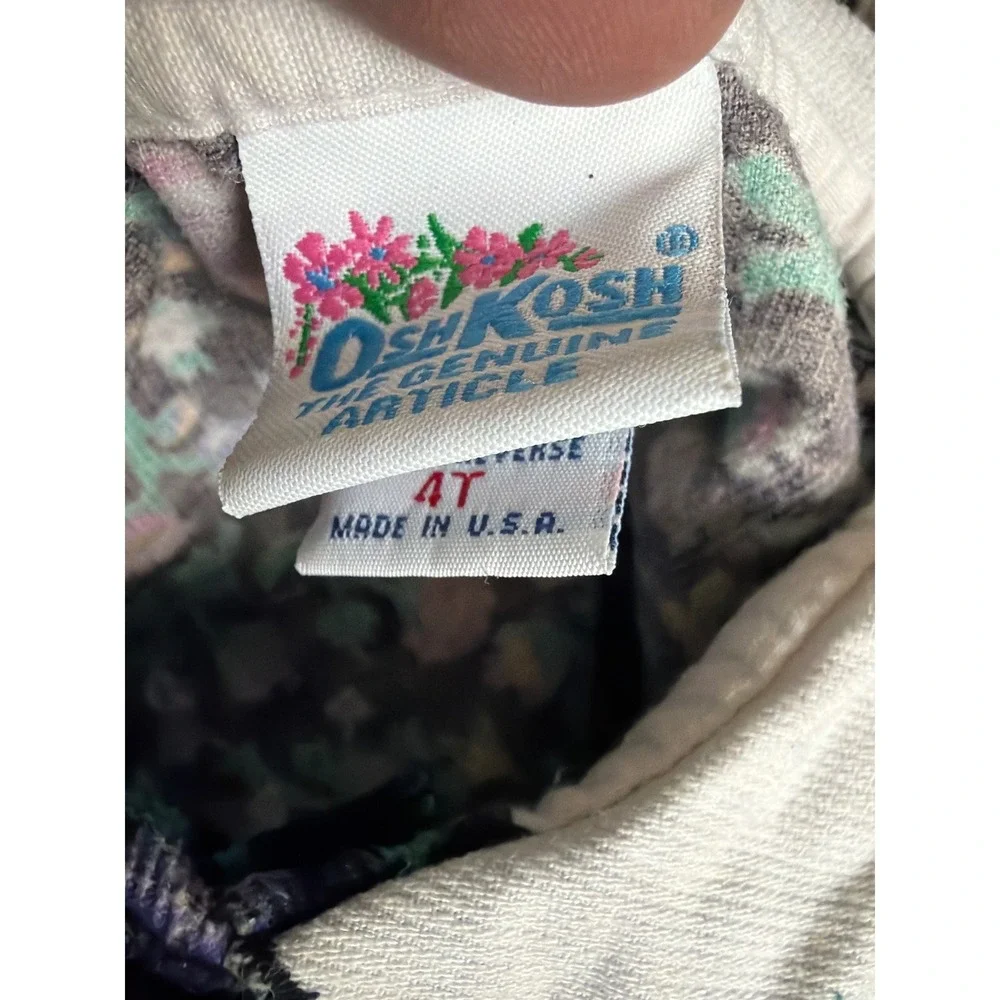 Vintage OshKosh Bgosh 4T Floral Corduroy Dress Embroidered Collar Made in USA